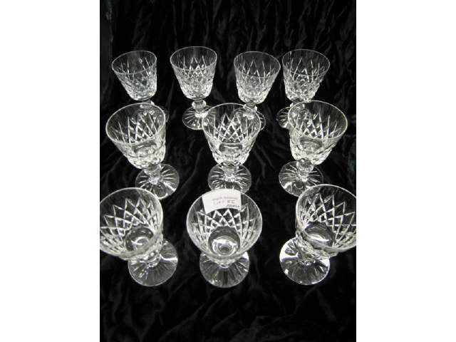 Appraisal: Fine Cut Crystal Sherry or Wine Glasses diamond decor