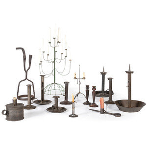 Appraisal: A Group of Tin and Other Assorted Lighting Articles th