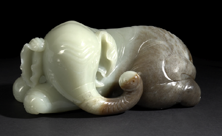 Appraisal: Fine and Rare Chinese Celadon Carving of a Recumbent Elephant