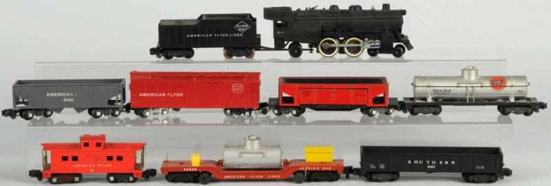 Appraisal: American Flyer S-Gauge Freight Train Set American Includes no steam