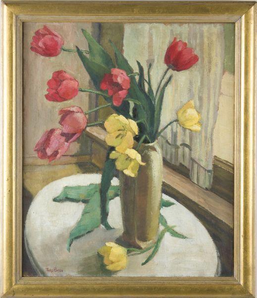 Appraisal: Tunis Ponsen IL - Still Life of Tulips oil on