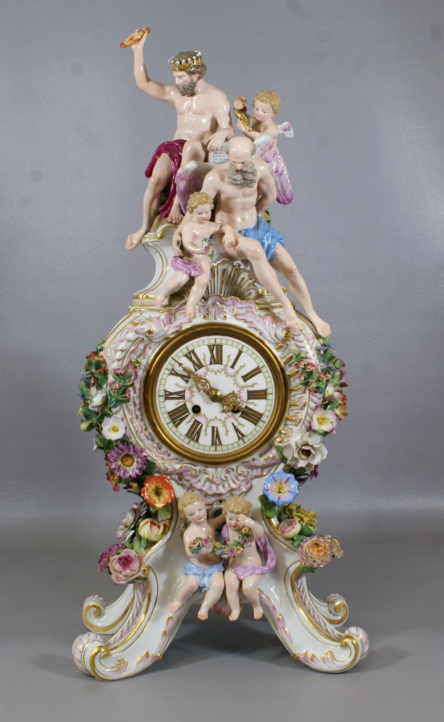 Appraisal: Meissen porcelain figural shelf clock allegorical figures and putti with