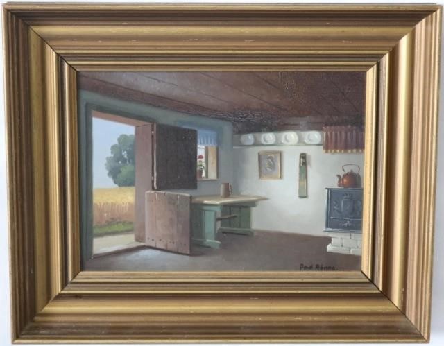 Appraisal: POUL RONNE - DENMARK OIL PAINTING ONMASONITE DEPICTING A FARMHOUSE