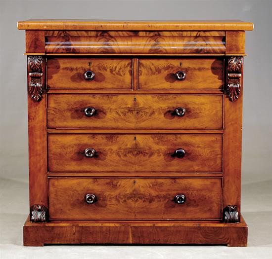 Appraisal: Scottish carved mahogany chest of drawers third quarter th centuryrectangular