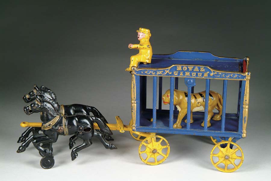 Appraisal: HUBLEY MEDIUM ROYAL CIRCUS CAGE WAGON W TIGER Blue cage