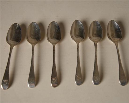 Appraisal: Six George III Sterling Teaspoons with London marks for and