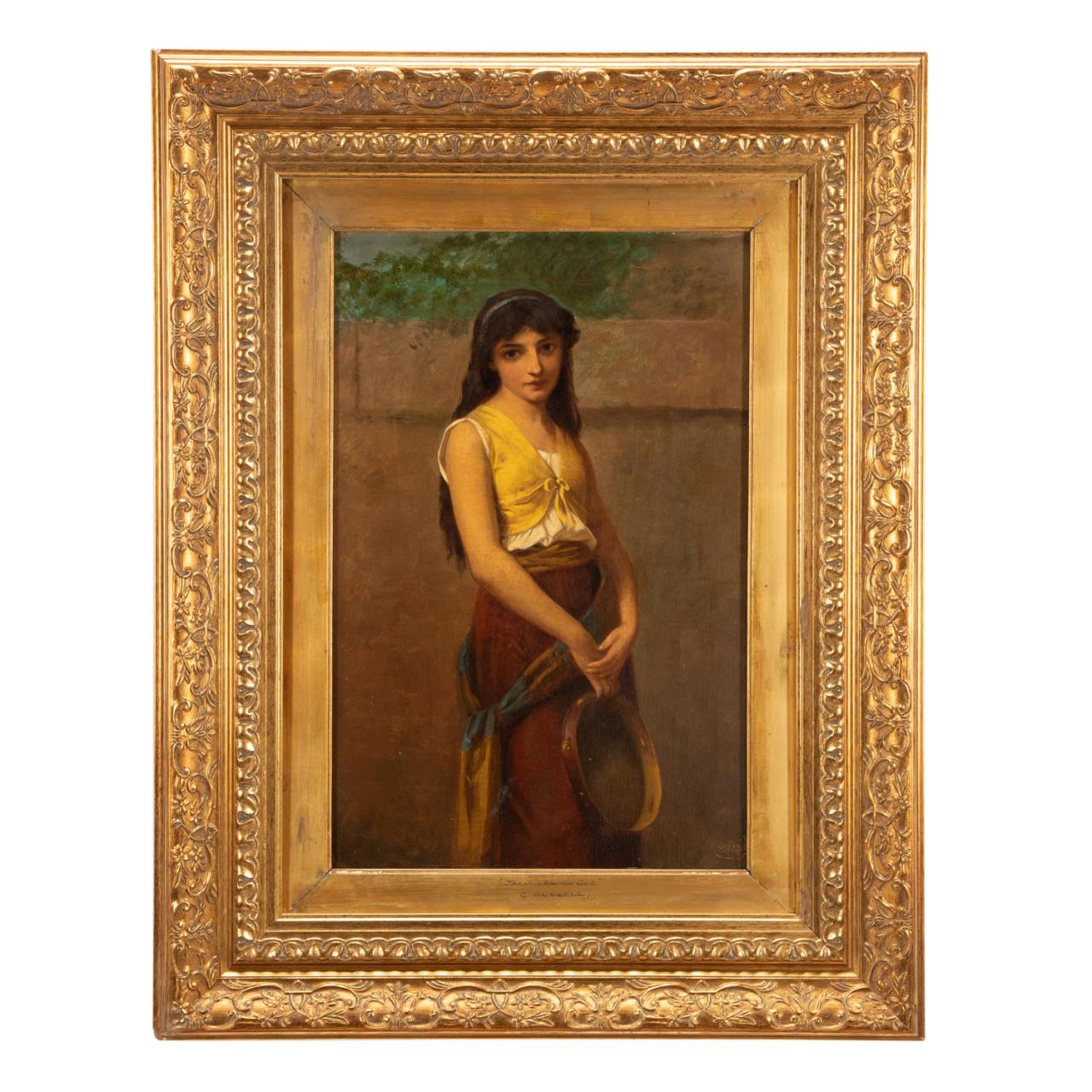 Appraisal: C RUSSELL THE TAMBOURINE GIRL FRAMED OIL Likely Charles Russell