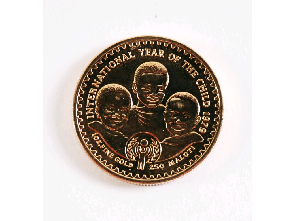 Appraisal: LESOTHO ONE OUNCE FINE GOLD INTERNATIONAL YEAR OF THE CHILD