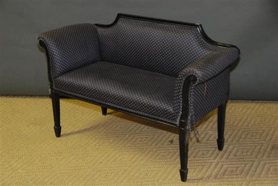 Appraisal: SHERATON-STYLE EBONIZED WOODEN WINDOW BENCH With rolled arms L badly