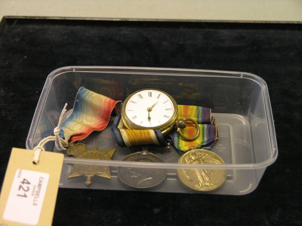 Appraisal: A group of three First World War medals awarded to