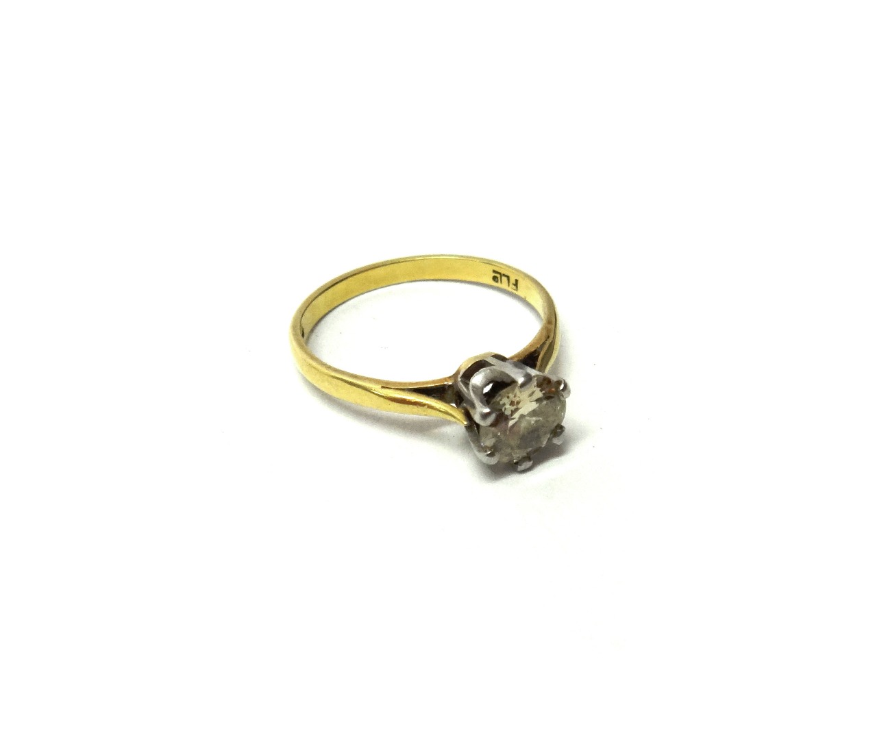 Appraisal: An ct gold and diamond set single stone ring claw