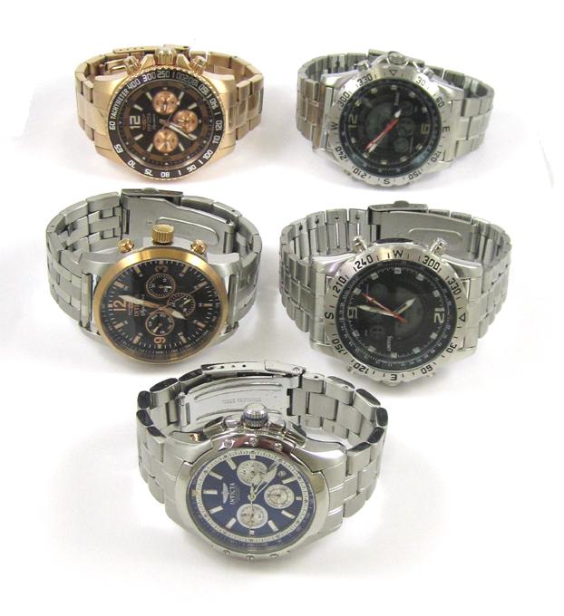 Appraisal: COLLECTION OF FIVE MEN'S MULTI FUNCTION WRISTWATCHES including two Stauer