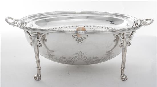 Appraisal: Sale Lot A Silver-plate Bacon Warmer of ovoid form with