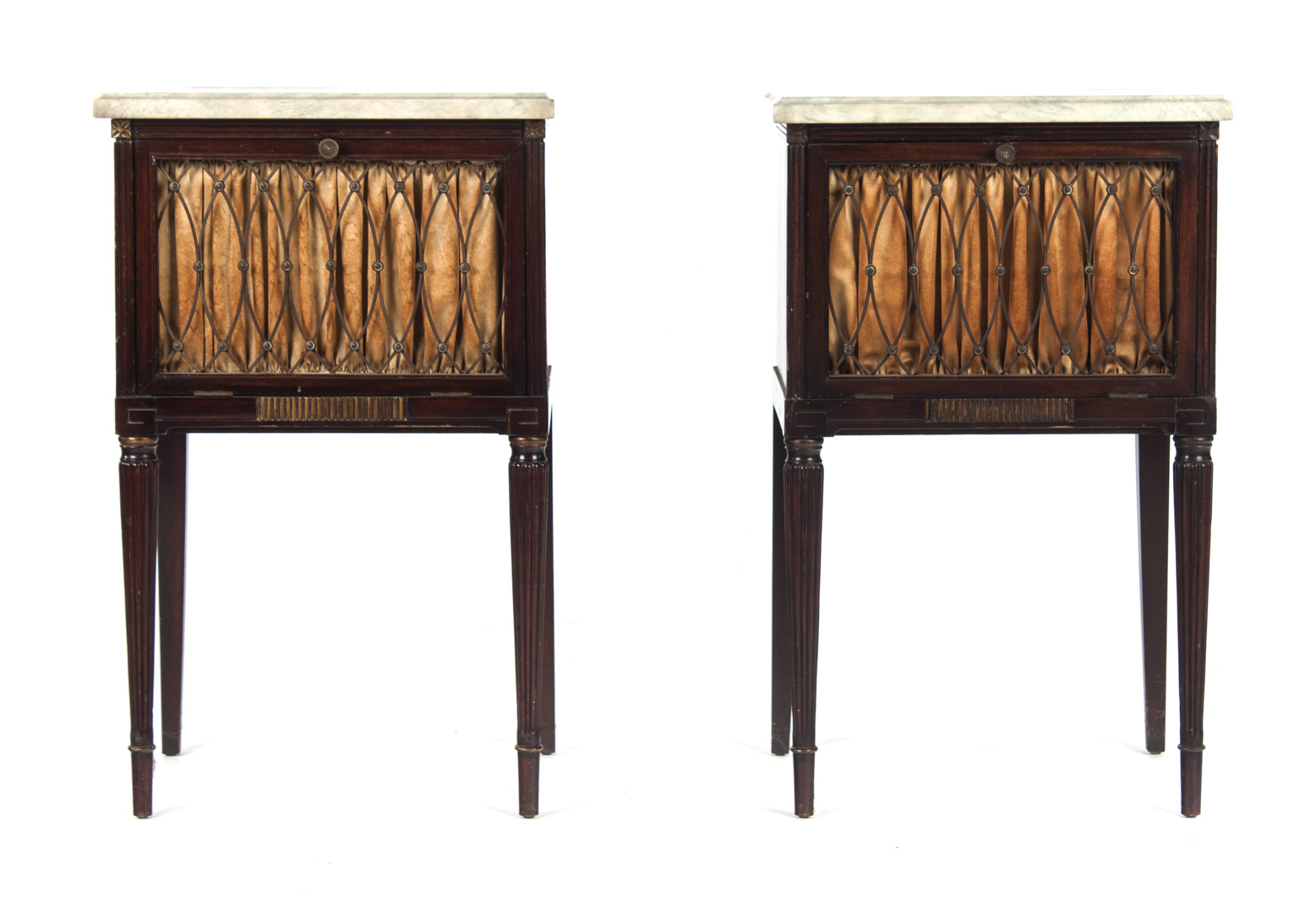 Appraisal: Pair of Regency style mahogany marble top stands early th