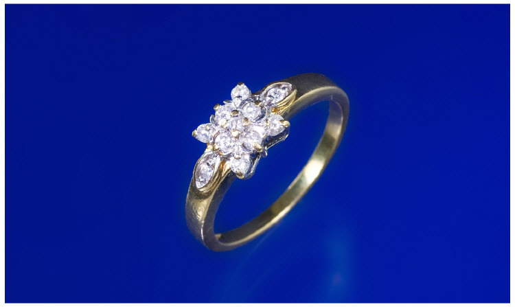 Appraisal: ct Gold Diamond Cluster Ring Set With Round Brilliant Cut