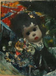 Appraisal: Jean Calogero American - Young girl with Flowers o c