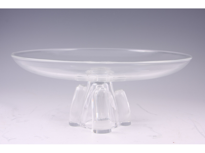 Appraisal: Steuben Clear Glass Pedestal Cake Plate etched signature on underside