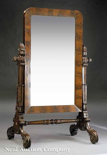 Appraisal: A William IV Carved Mahogany Cheval Mirror mid- th c