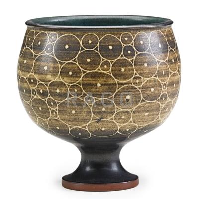 Appraisal: HARRISON McINTOSH b Glazed stoneware coupe with circle pattern Claremont