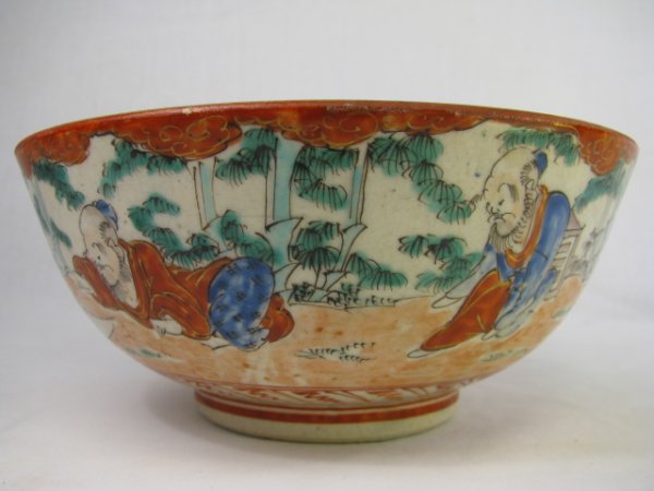 Appraisal: Round porcelain hand painted th century Kutani bowl signed on