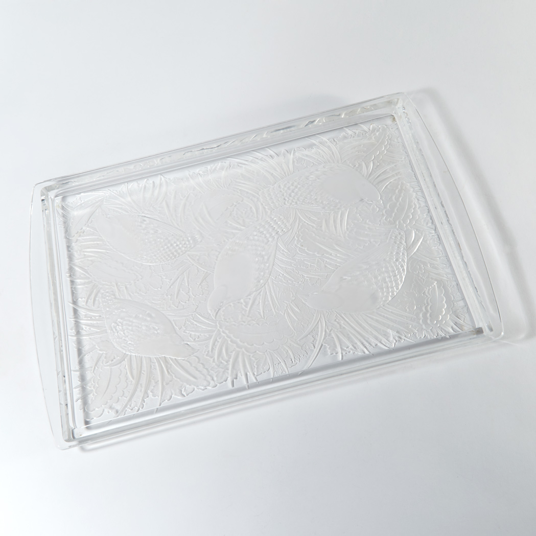 Appraisal: Lalique Molded Glass Perdrix Tray Modern Of rectangular form in