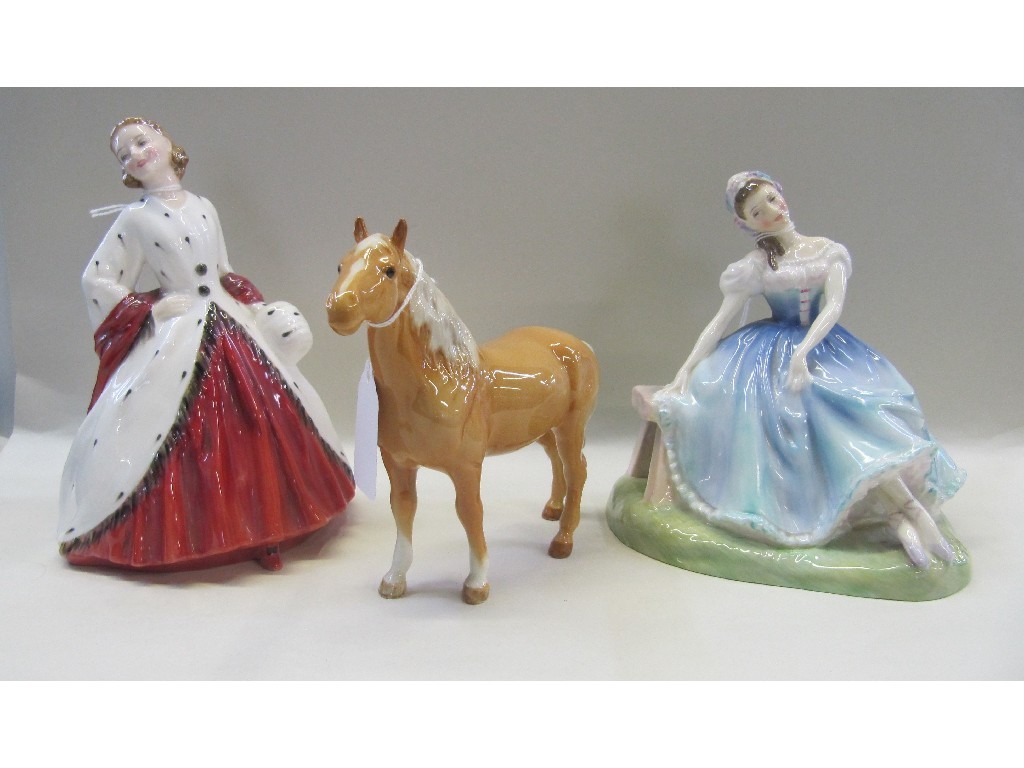 Appraisal: Beswick Palomino horse and two Doulton ladies The Ermine Coat