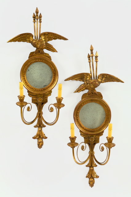 Appraisal: Large Pair of George V Carved Giltwood and Gilded Wrought-Iron