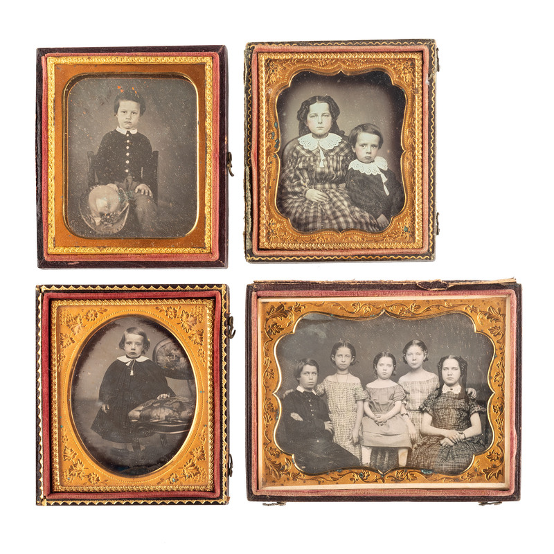 Appraisal: EARLY PHOTOGRAPHY - PORTRAITURE daguerreotypes of children highlighted by quarter