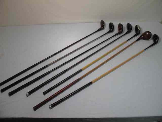 Appraisal: Assorted metal shafted golf clubs Includes total Burke Spoon Robert