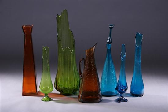 Appraisal: SEVEN PIECES OF MODERN ART GLASS s and s Including