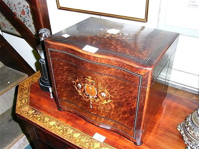 Appraisal: A TH CENTURY LIQUEUR CABINET having inlaid ivory and satinwood