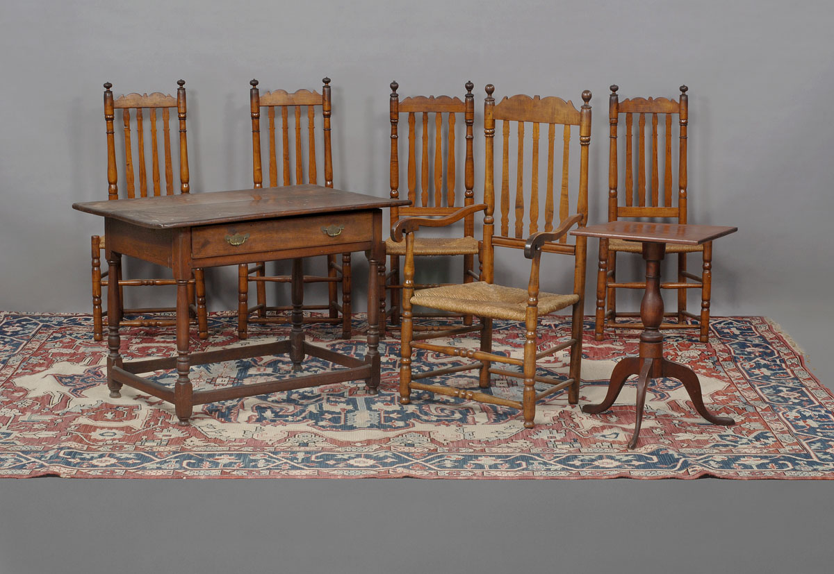 Appraisal: ASSEMBLED SET OF FIVE NEW ENGLAND MAPLE AND OAK BANNISTER