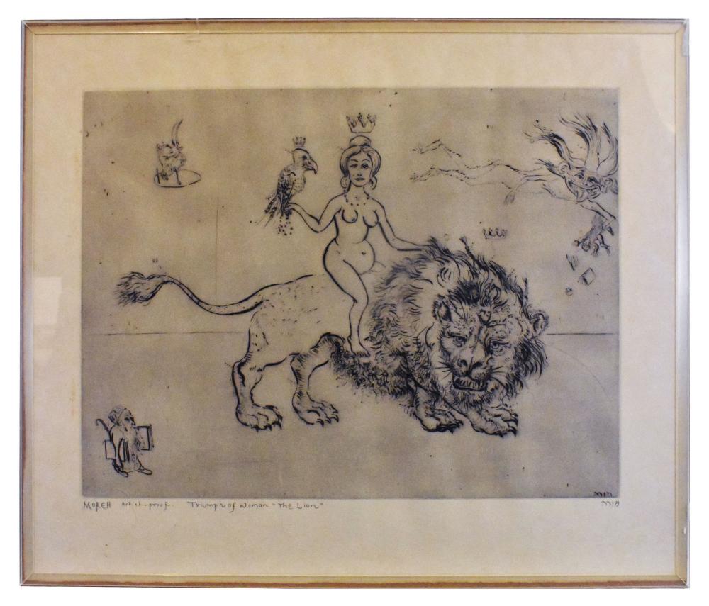 Appraisal: MORDECAI MOREH IRAQI B Triumph of Women Lion Signed l