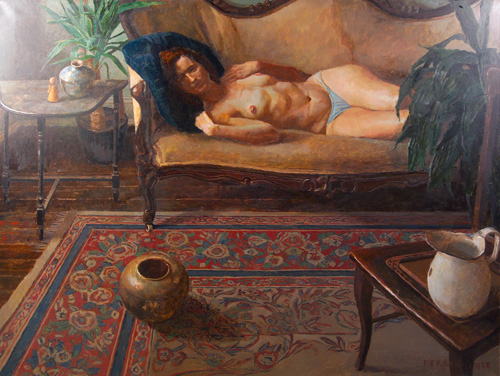 Appraisal: Douglas Ferrin American b Nude on a Couch oil on