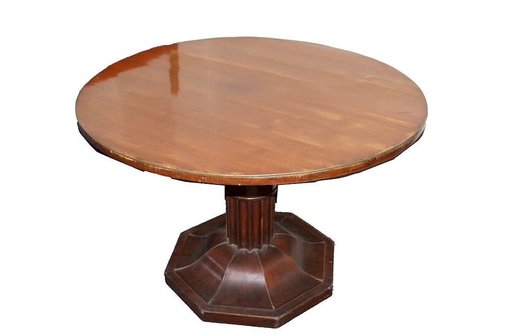 Appraisal: Biedermeier Brass-Banded Pedestal Dining Table Biedermeier brass-banded dining or center