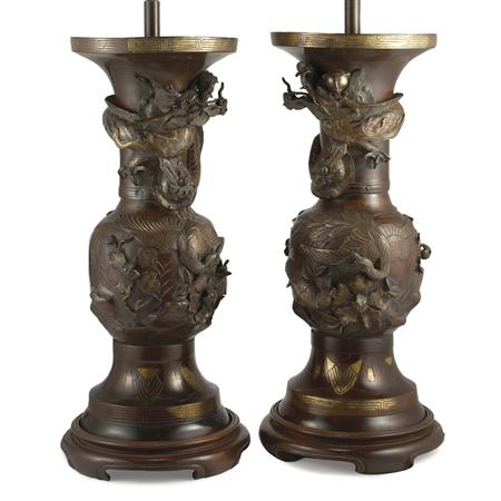 Appraisal: Pair of Japanese Bronze Vases Estimate -