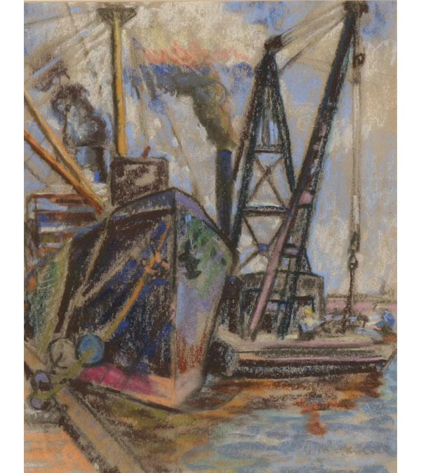 Appraisal: William Frederick Kaeser American - Social Realist industrial harbor scene