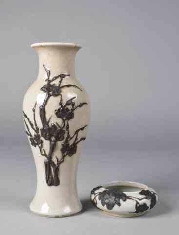 Appraisal: Chinese Qing Crackle Glaze PorcelainTo include a baluster shape vase