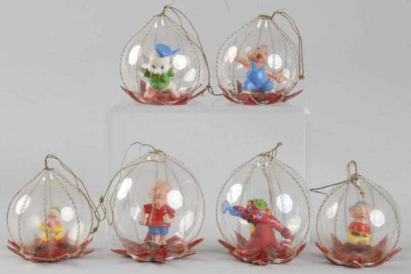 Appraisal: Lot of Glass Character Christmas Ornaments Description In their original