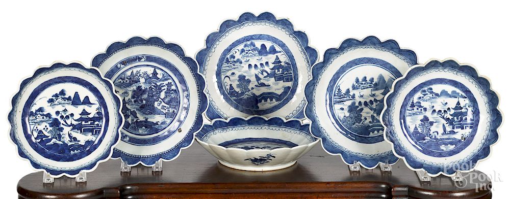 Appraisal: Six Chinese export porcelain scalloped edge dishes Exclusive on Bidsquare