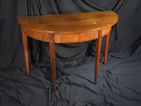 Appraisal: FEDERAL MAHOGANY D-END TABLE The demilune end raised on tapering