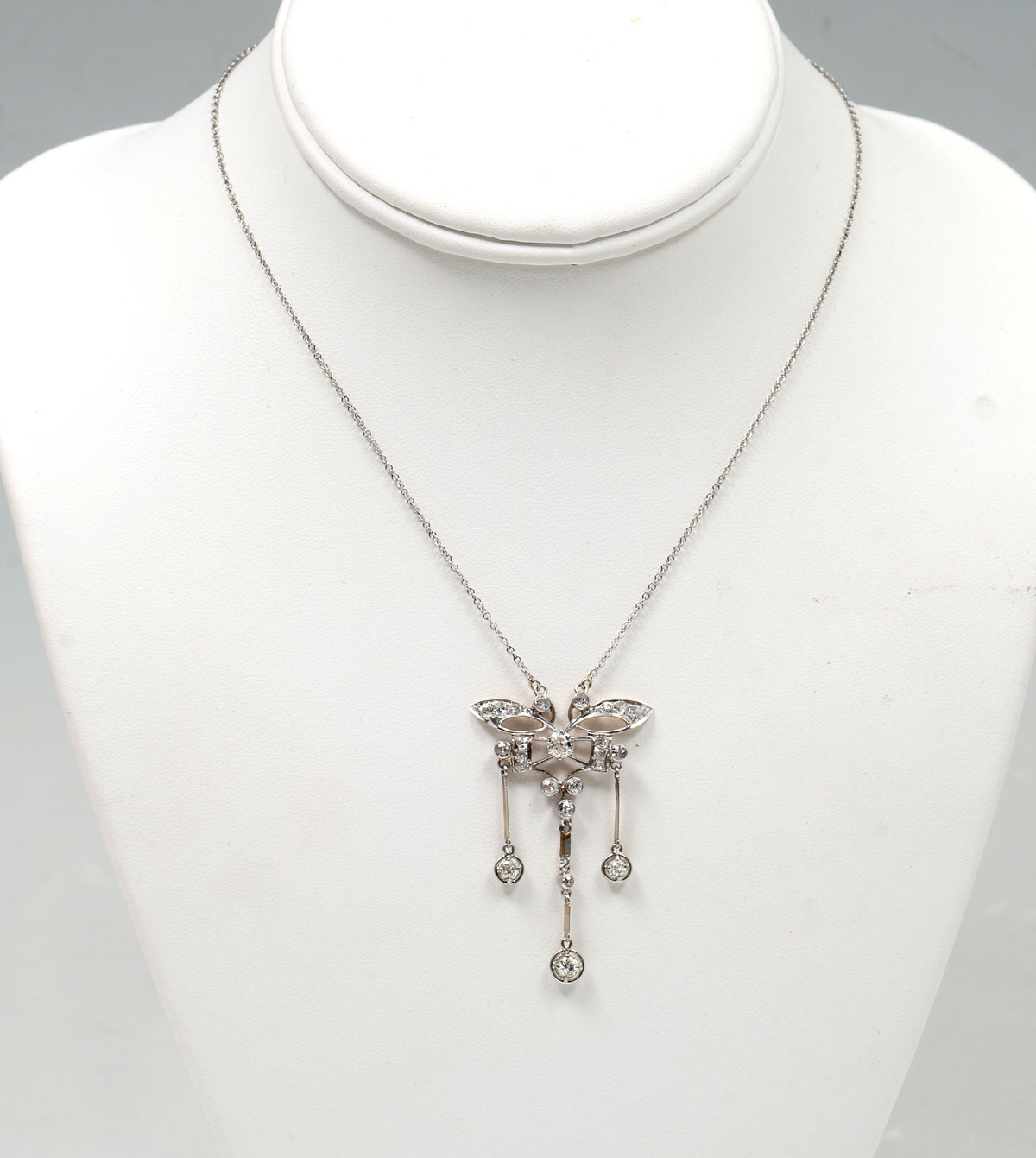 Appraisal: PLATINUM K CTW DIAMOND NECKLACE period and old mine cut