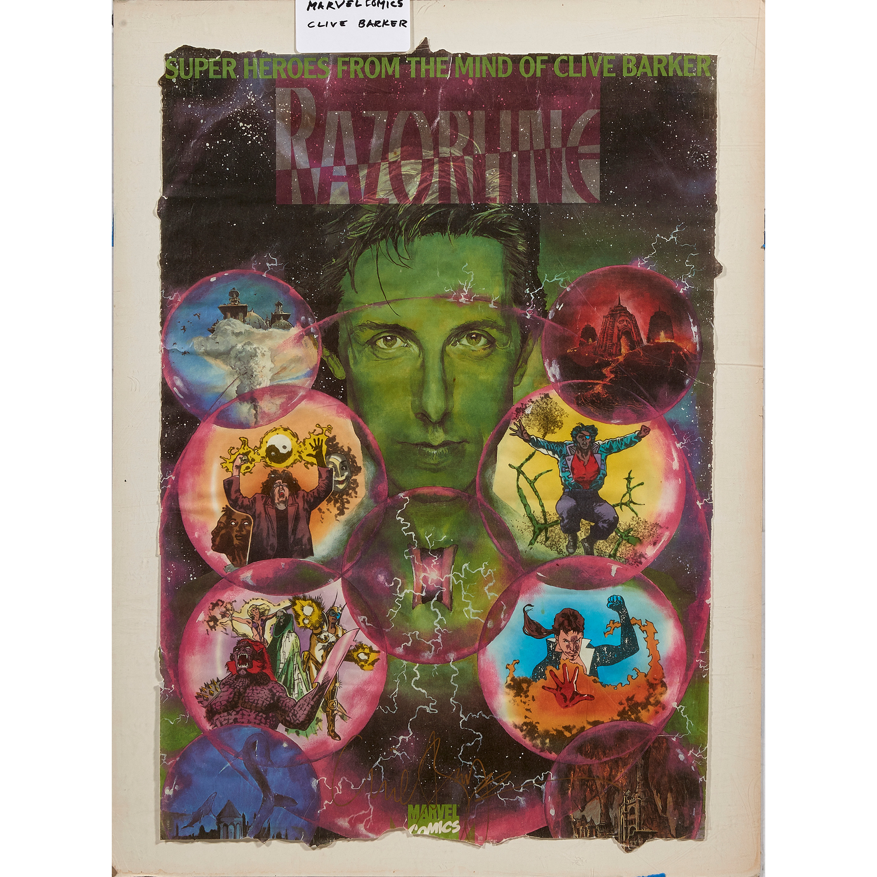 Appraisal: AUTOGRAPHED POSTER CLIVE BARKER RAZORLINE Razorline photo-offest lithograph movie poster