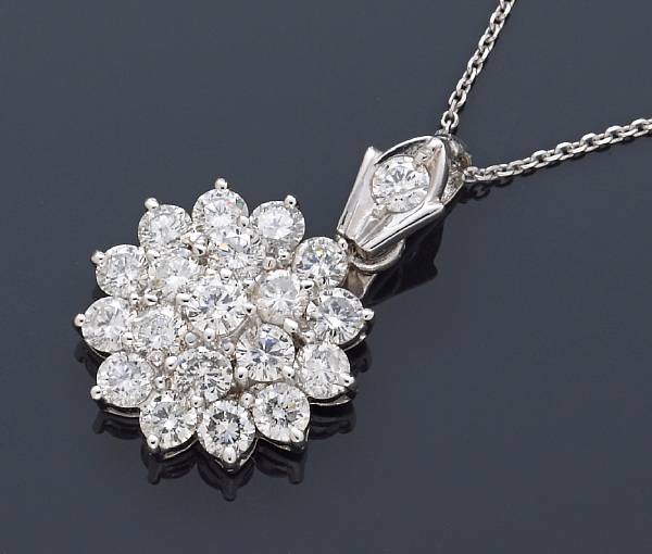 Appraisal: A diamond pendant with chain estimated total diamond weight carats