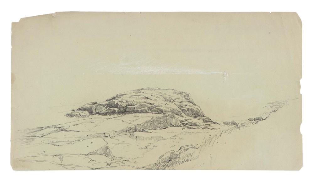 Appraisal: THOMAS MORAN PENNSYLVANIA CALIFORNIA - SKETCH OF A ROCKY COASTLINE