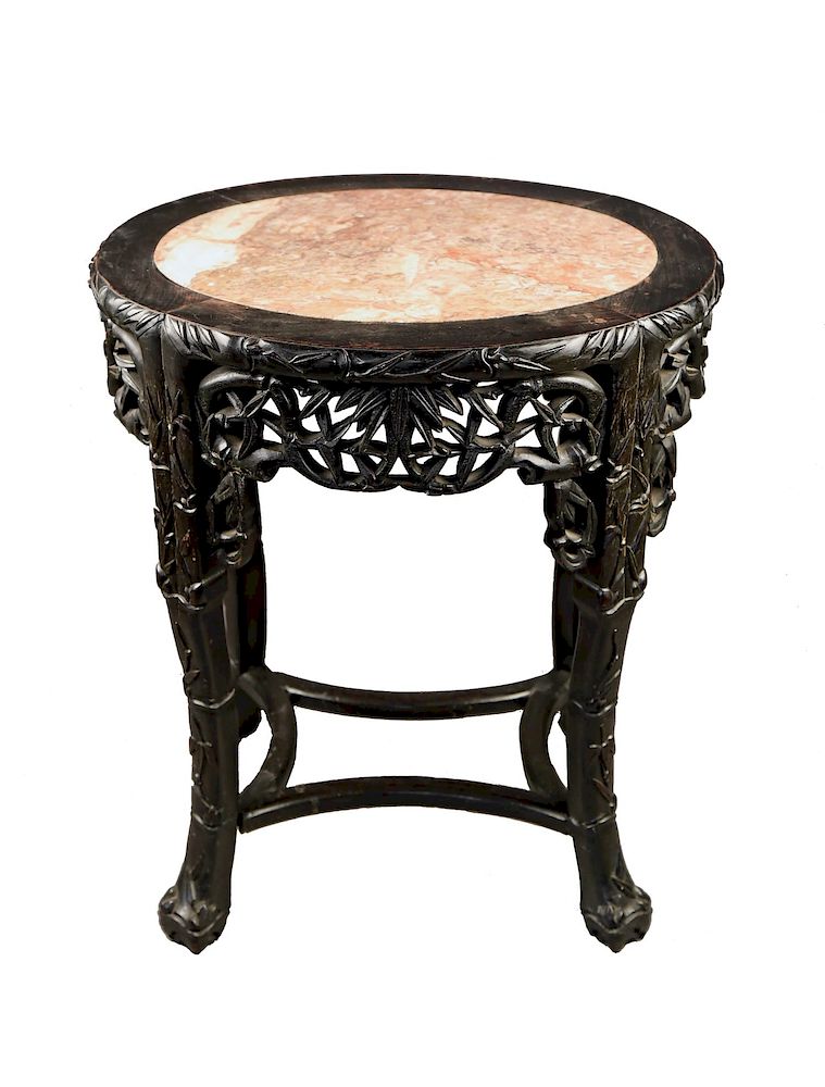 Appraisal: A Chinese Teakwood Taboret Table with inset marble top c