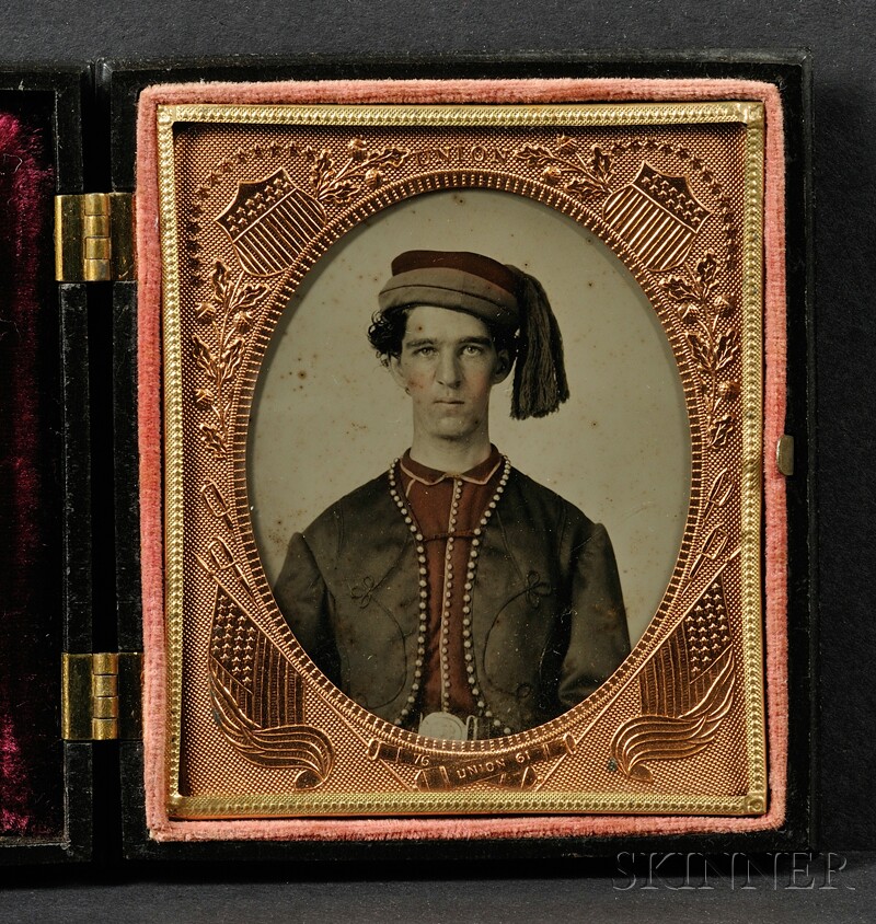 Appraisal: Sixth Plate Ambrotype Portrait of a Union Zouave Soldier with