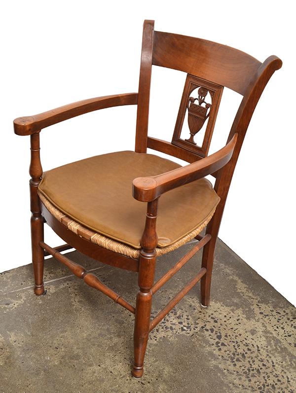 Appraisal: A SET OF FOUR FRENCH EMPIRE STYLE WALNUT ARMCHAIRS each