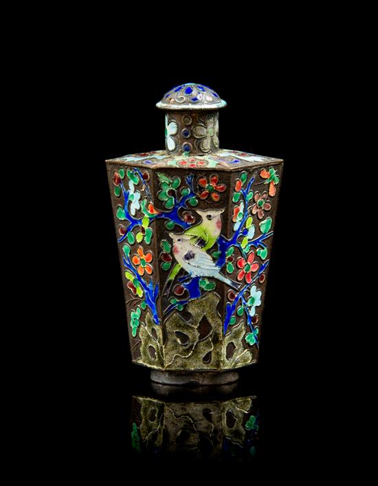 Appraisal: Sale Lot A Cloisonne Enamel Snuff Bottle the faceted body