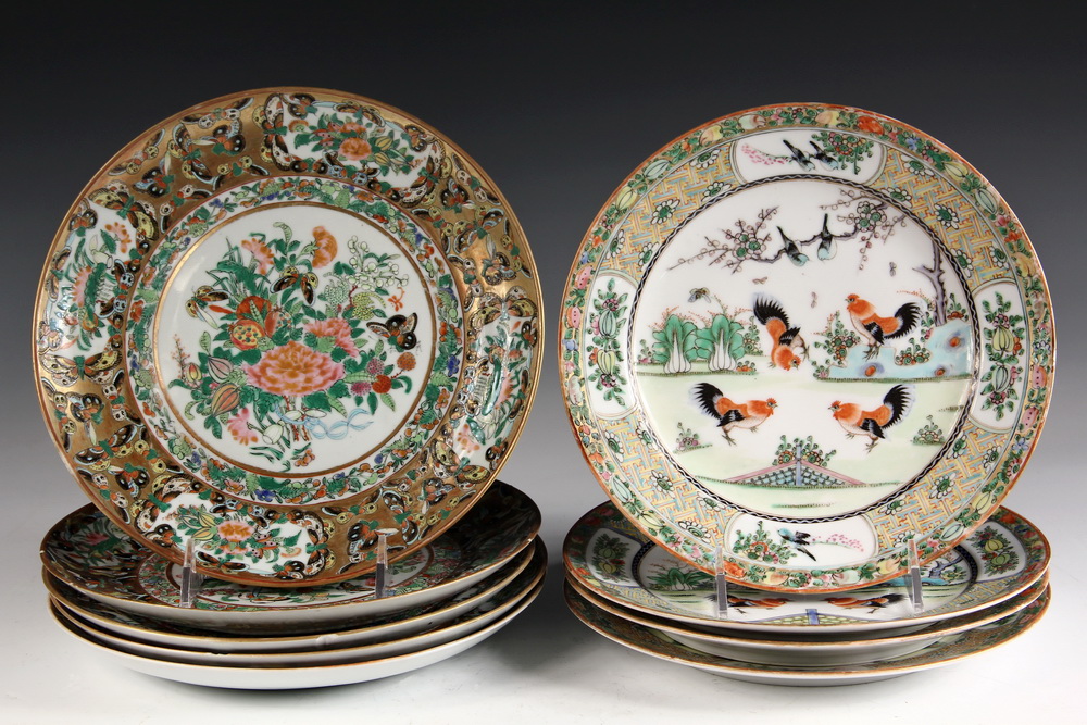 Appraisal: CHINESE PORCELAIN PLATES - th c Rose Medallion gilt edged